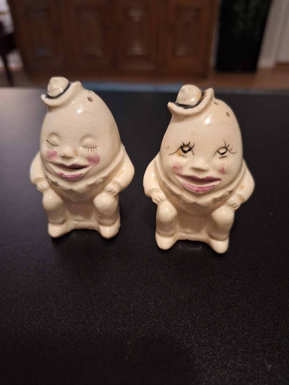 MCM Cream Humpty Dumpty Ceramic Figurine Salt & Pepper Set - Home Art